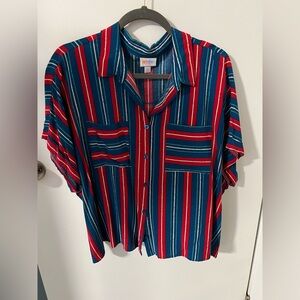 LuLaRoe Vibrant Striped Button Down Shirt
